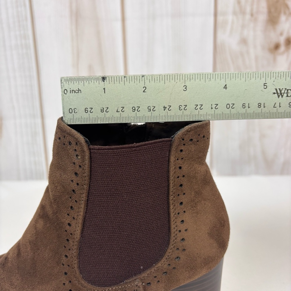 Kylie Crazy Suede Ankle Booties Casual Die Cut Heeled Boots Brown Size 36/5.5 - Picture 13 of 15